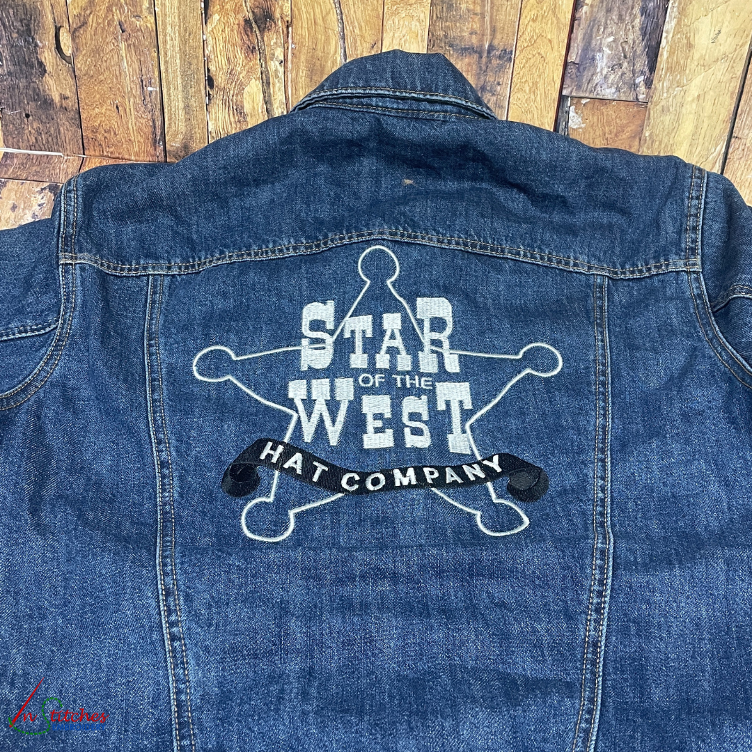 logo, star, jean jacket